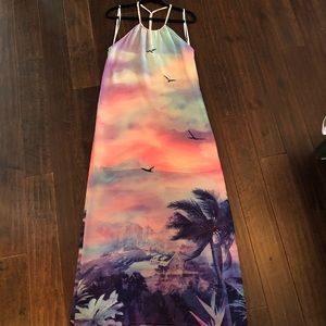 Vibrant sheer maxi dress